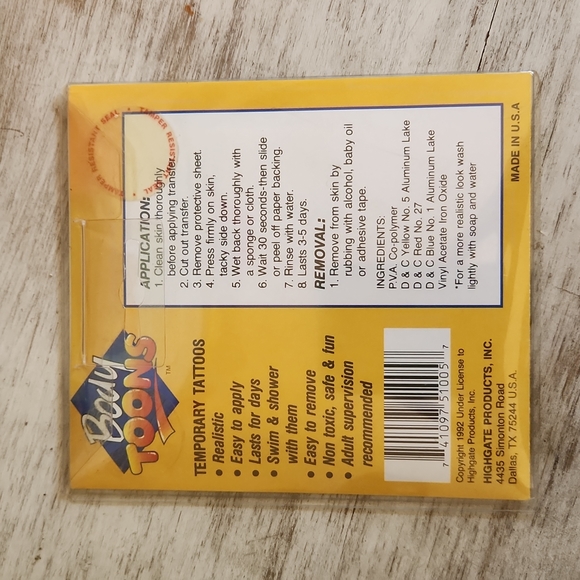 Vintage Tiny Toons- Dizzy Devil Temporary Tattoos - Picture 2 of 2